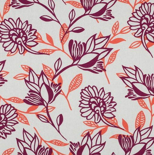 Viscose linnen met paars/oranje bloemen  -  Poppy meets Pommé